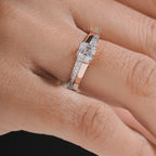Rose Gold emerald Diamond Ring with Shoulder Pave