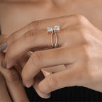 Contemporary Two-Stone Princess Cut Bypass Ring