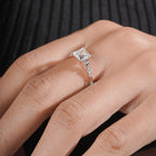 Princess Cut Diamond Engagement Ring with Pave Accents