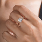 Cushion Cut Diamond Engagement Ring in Rose Gold with Hidden Halo