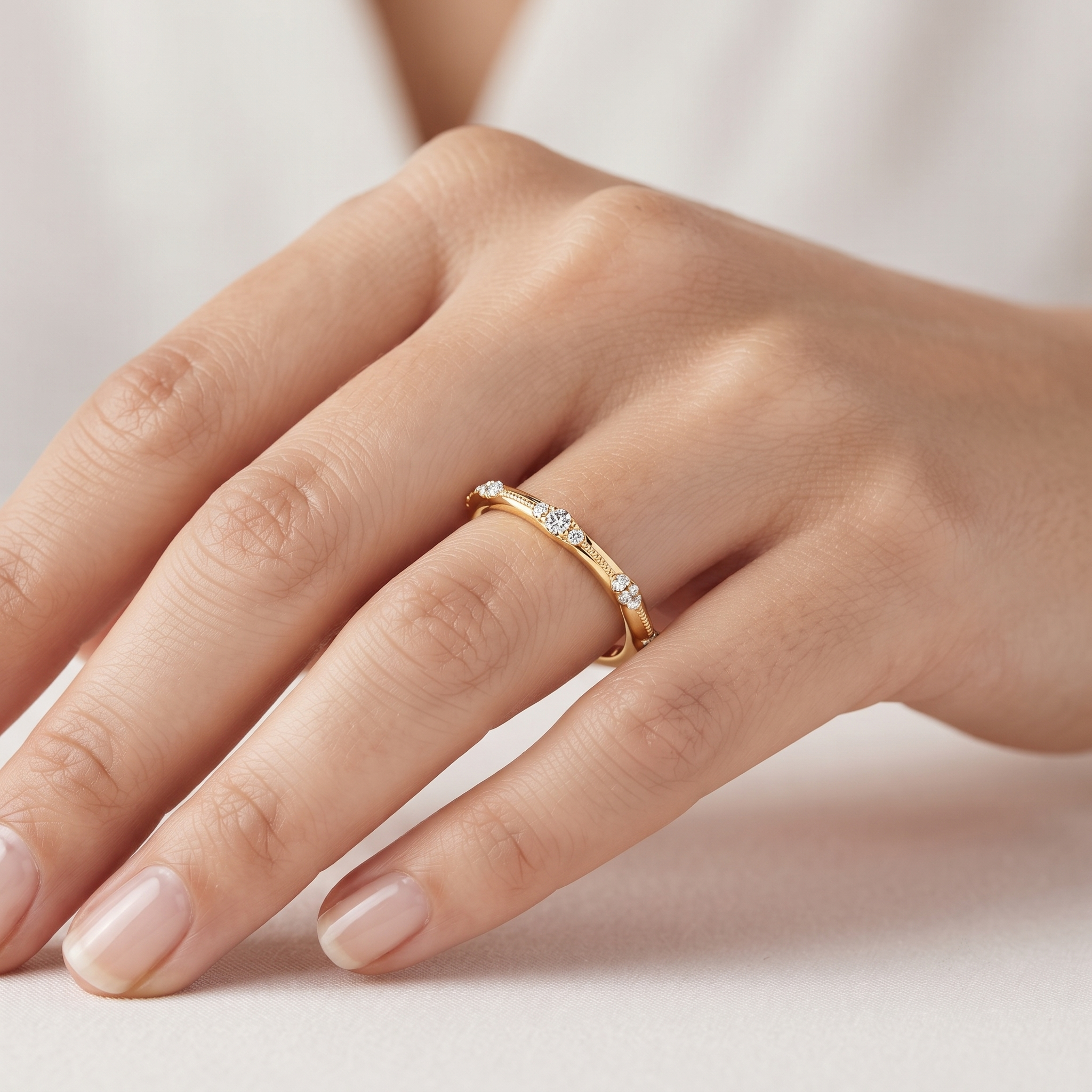 Lab Grown Diamond Bridal Set, Round Cut Solitaire Engagement Ring, Yellow Gold Wedding Band