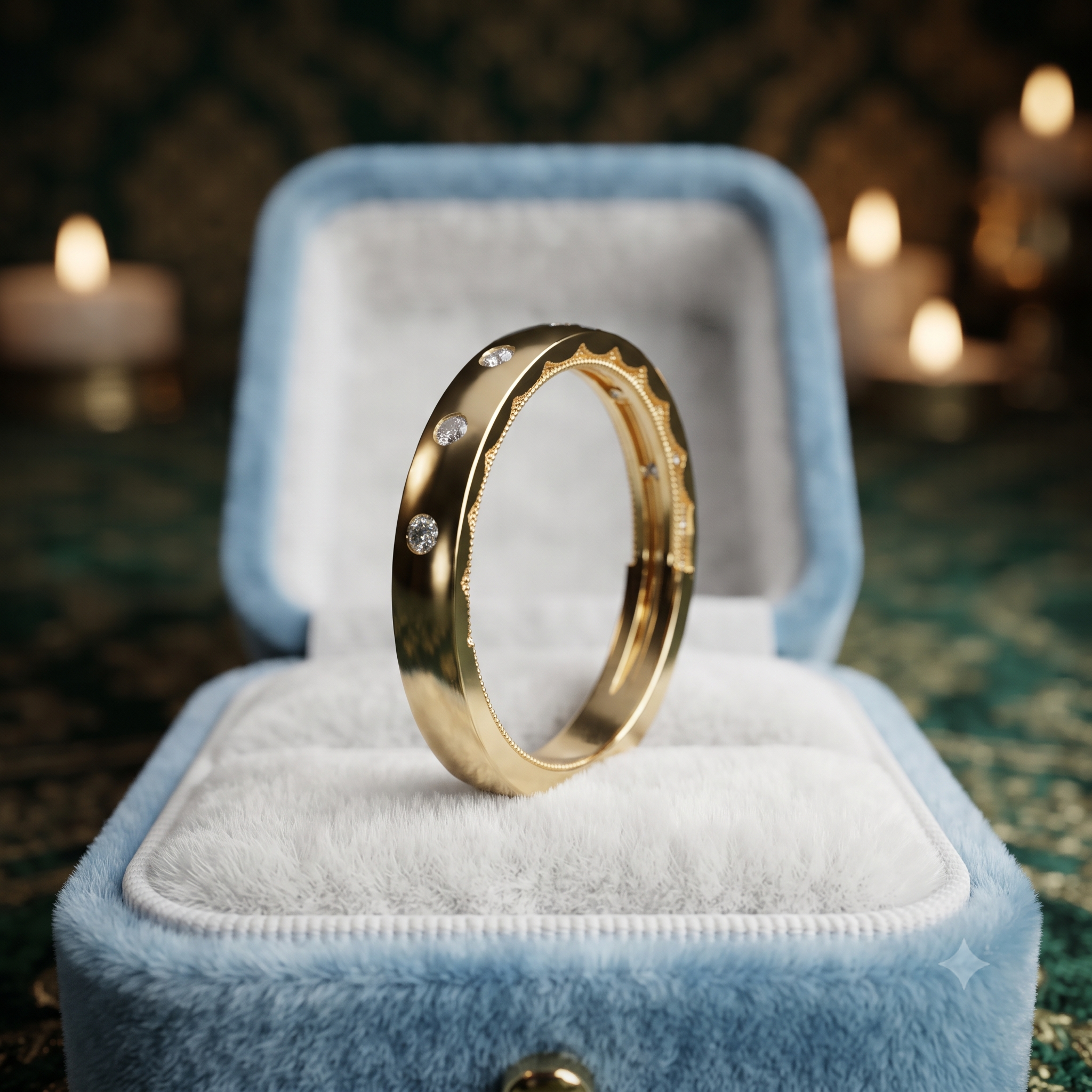 Scattered Diamond Wedding Band In Rose Gold