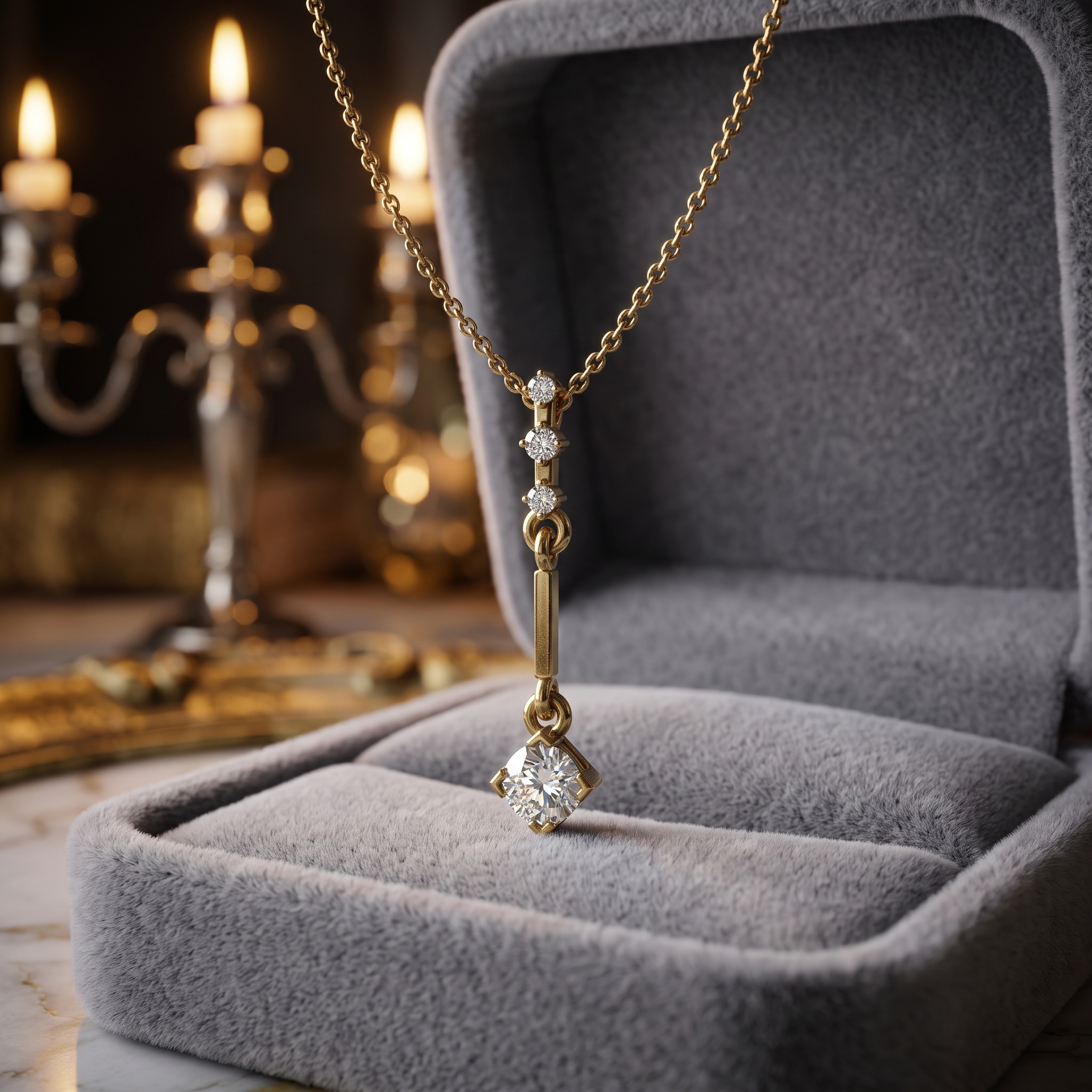 14K Gold Diamond Lariat Necklace, Minimalist Drop Pendant, Customizable Chain