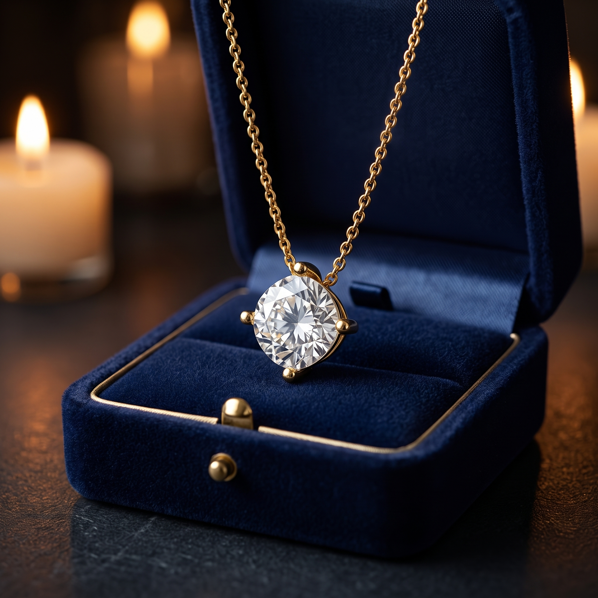 2.00 CT Cushion Cut Lab Grown Diamond Pendant, Minimalist Gold Chain Necklace