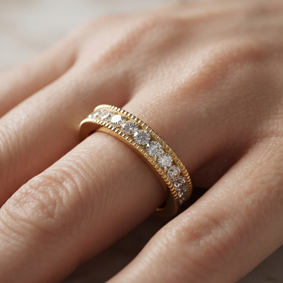Diamond Channel Set Wedding Band