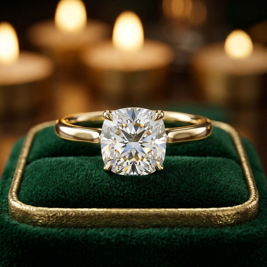 Cushion Cut Solitaire Engagement Ring