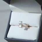 Contemporary Two-Stone Princess Cut Bypass Ring