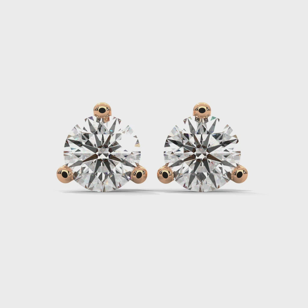 2.00 CT Round Diamond Stud Earrings in 14K Gold
