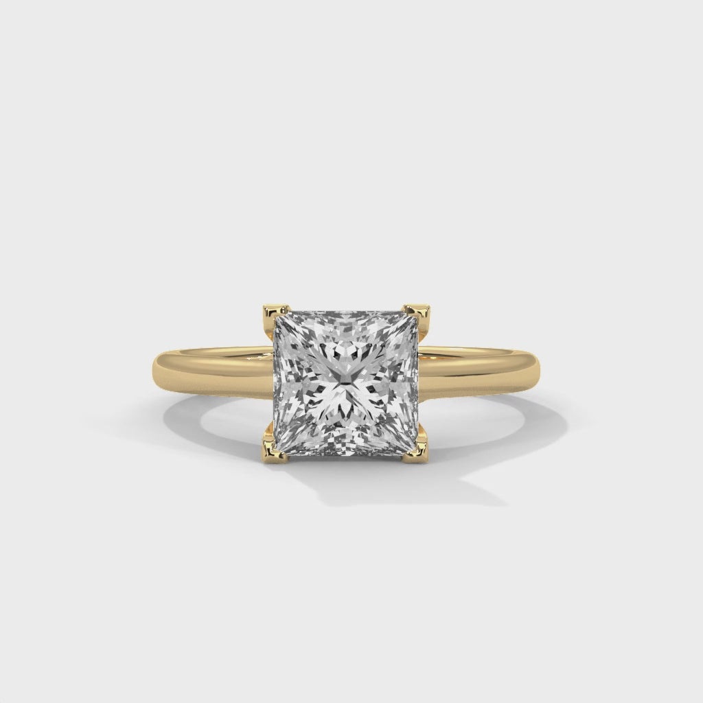 Princess Cut Solitaire Engagement Ring In 10K To 14K Gold