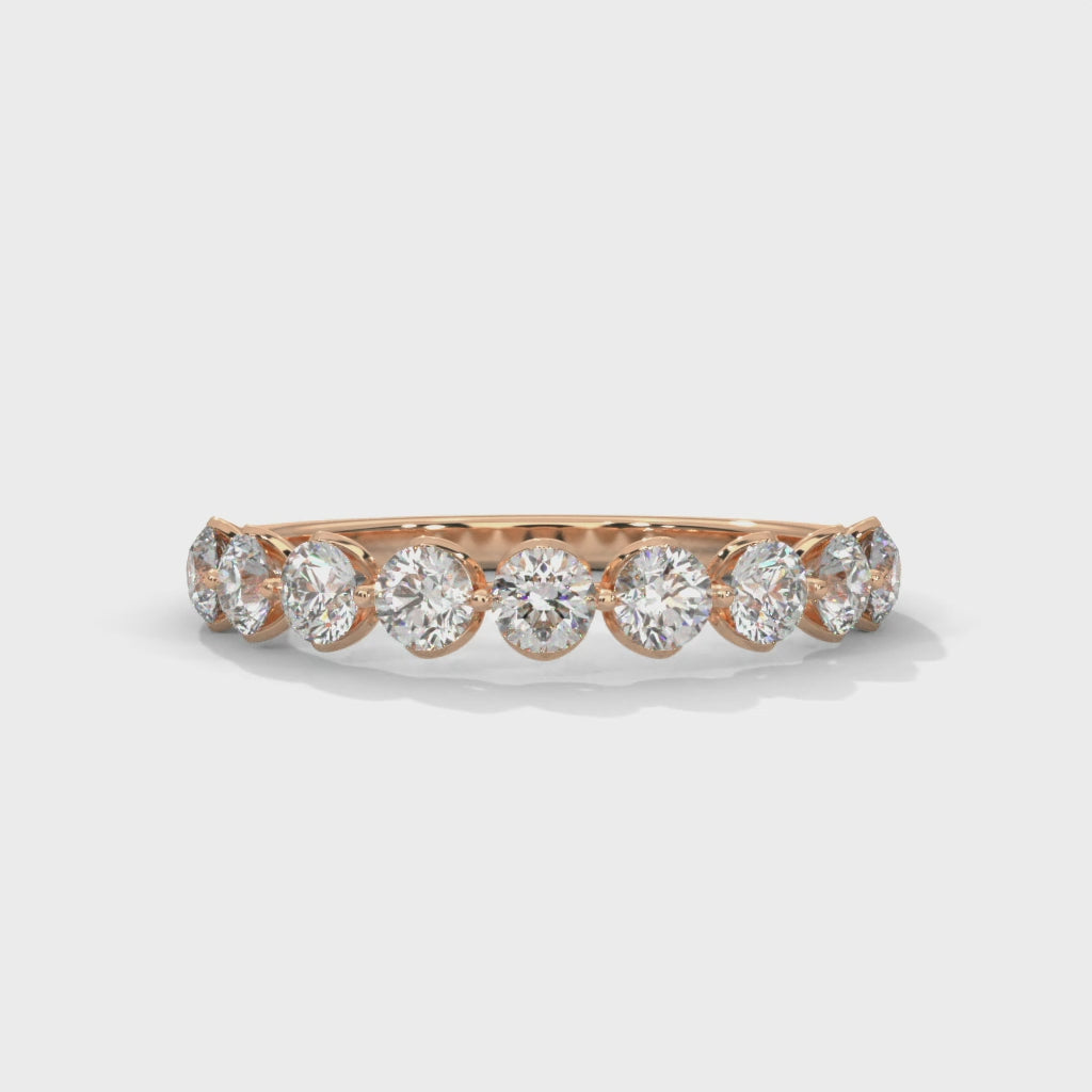 9 Stone Diamond Wedding Band Ring In 10K/14K Gold And Sterling Silver