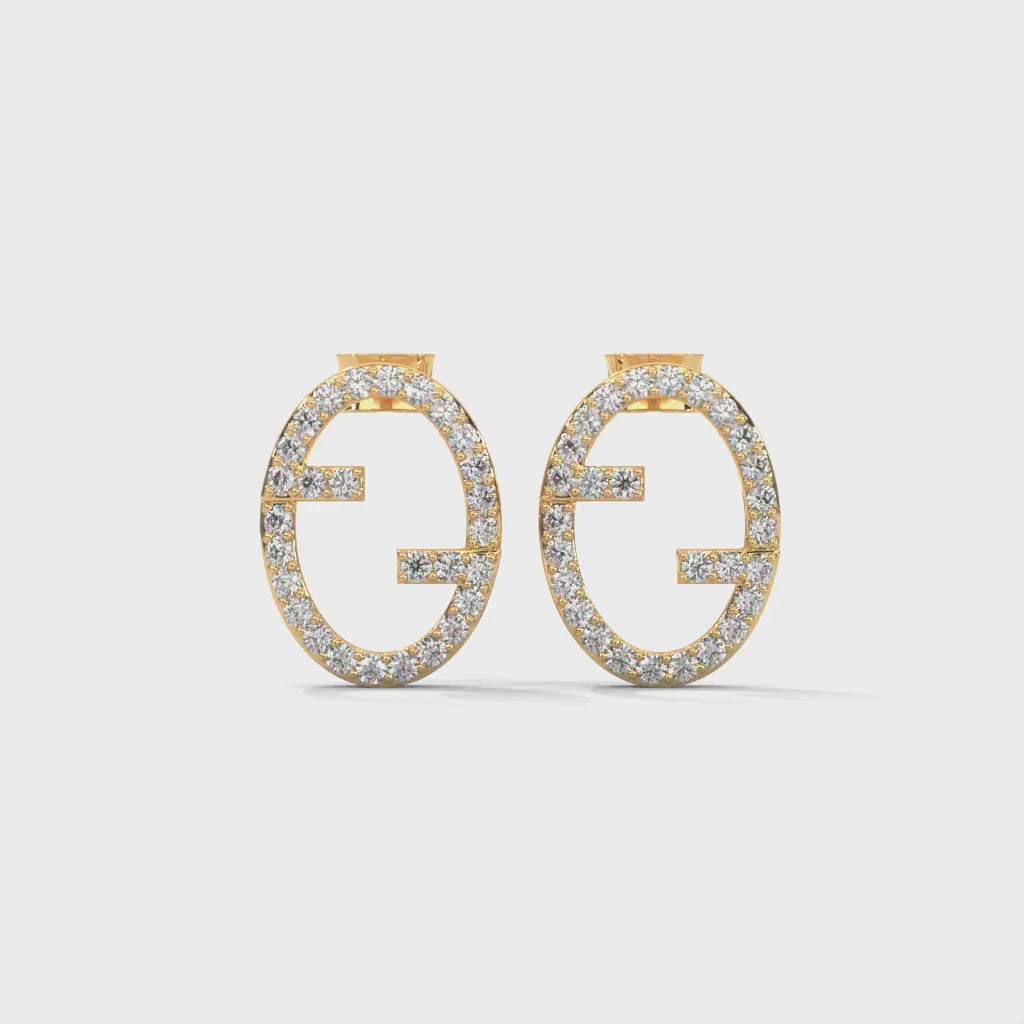 14K Gold Diamond Initial Stud Earrings, Personalized Monogram Alphabet Jewelry